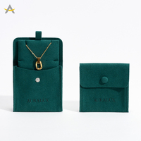 Auralux vente en gros petit microfibre vert voyage collier boucle d'oreille bijoux emballage pochette sac