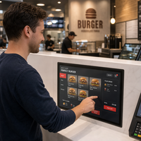 PC industriel tout-en-un avec écran tactile capacitif de 15,6 pouces, moniteur d'affichage numérique interactif pour la commande en magasin