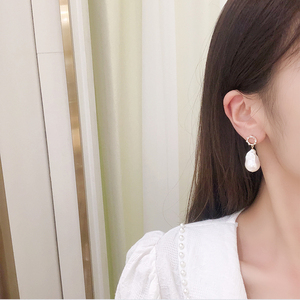 <span class=keywords><strong>Lucy</strong></span> bijoux plaqué or rond cercle Zircon grande perle colorée boucles d'oreilles perle baroque d'eau douce pour les femmes - Product Image 6