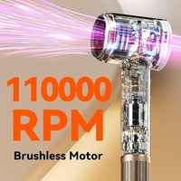 Sèche-cheveux à moteur sans balais haute vitesse, sèche-cheveux ionique négatif pour un séchage rapide, sèche-cheveux thermo-régulé avec diffuseur électrique