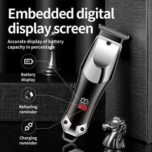 เครื่องตัดผมไฟฟ้าระดับมืออาชีพ แบบชาร์จได้ พร้อมหน้าจอ LCD สำหรับใช้ในบ้าน อุปกรณ์ตัดผมชาย แบตเตอรี่ Li-ion ใบมีดเหล็กคาร์บอน - Product Image 4