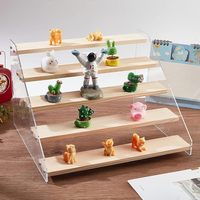 Présentoir acrylique en bois à 5 niveaux personnalisé, présentoirs transparents pour collection