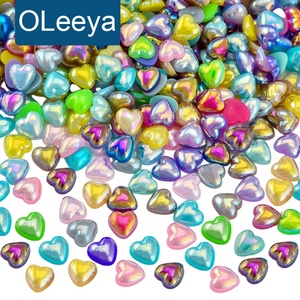 Perles demi-cercle colorées en forme de cœur Oleeya, très vendues, de 4 mm à 12 mm, pour artisanat DIY, embellissements en perles 3D en forme de cœur - Product Image 1