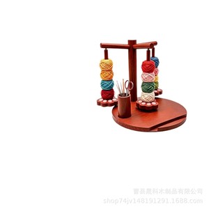 Rotating Wooden Yarn Spool Holder With Crochet <b>Hook</b> Storage Tube Hand Knitting Yarn Organizer Tool Rack Solid Wood <b>Shelf</b> - Product Image 4