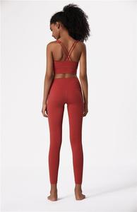 Athletic Nylon <strong>Red</strong> Yoga Leggings With Pocket Bodybuilding Women Nude Feel Sports Pants Jogging Elastic Gym <strong>Tights</strong> - Product Image 5