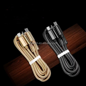 Cable de Carga Rápida 3 en 1 con Trenzado de Nailon, Cable Tipo C de 1m, Cable de Carga USB Tipo C para iPhone y <span class=keywords><strong>Android</strong></span> - Product Image 2