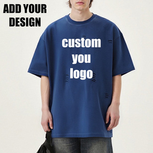 Custom Logo Vintage T Shirt Printing Distressed Blank Oversized Tshirt 100% Cotton Customized Premium O‑Neck T-shirt <b>for</b> Men - Product Image 1
