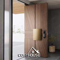 Porte pivotante en bois massif moderne de luxe, porte d'entrée en bois sur mesure pour entrée de villa