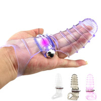 אצבע שרוול עם כדור ויברטור g-spot אנאלי דגדגן גירוי נדן קונדום צעצוע מין לנשים ערמונית אוננות קונדום