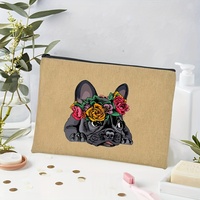 Sac de maquillage personnalisé avec motif de bouledogue français, sac de rangement de voyage pour articles de toilette, pochette cosmétique, cadeau pour enterrement de vie de jeune fille