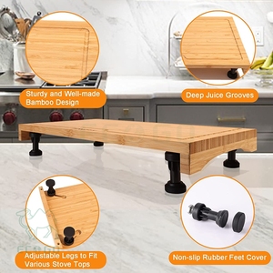 Tablas de cortar grandes de bambú, cubiertas de quemador de estufa, cubiertas superiores de estufa, tablero de fideos de cubierta de estufa para 2 quemadores - Product Image 3