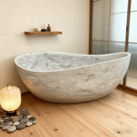 Le marbre naturel sculpté à la main de haute qualité libère les baignoires tanding baignoire de salle de bain moderne