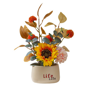Arreglo de Flores Artificiales Kch, Flores de Seda y Plástico Mixtas, Decoración Realista para el Hogar, Adorno de Escritorio - Product Image 4