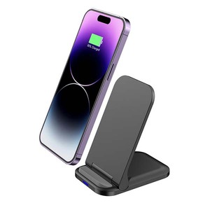 แท่นชาร์จไร้สาย 15W Qi ชาร์จเร็ว แม่เหล็กแบบสองขด พับได้ สำหรับโทรศัพท์มือถือ ช่องเสียบ Type C - Product Image 1