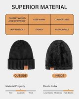Bonnet d'hiver personnalisé avec logo pour unisexe, 100 % coton, tricot côtelé, doublure en fausse fourrure, rembourrage en polyester, épais et chaud pour usage quotidien