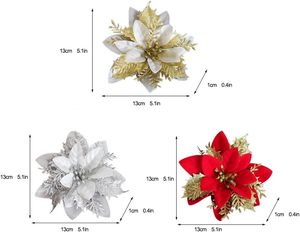 Guirnalda Navideña Roja de Lujo con Adornos de Flores Pequeñas y Bastones, 13 cm, Decoración Ecológica para Árbol de Navidad - Product Image 6