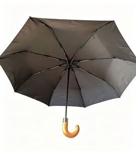 Parapluie pliant classique de luxe personnalisé avec logo, coupe-vent, ouverture semi-automatique, élégant, poignée en bois en forme de J, 210T, vente en gros - Product Image 1