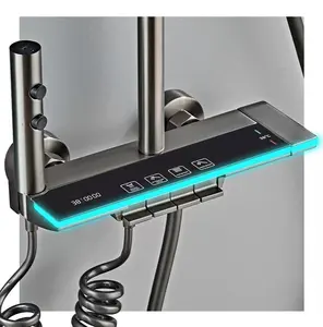 Интеллектуальная душевая головка светодиодный цифровой дисплей Gunmetal серый современный смеситель для душа