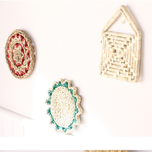 Panier mural Boho décoratif Bulrush tissé décoration murale Art paniers suspendus ronds pour cuisine rustique maison été décorations - Product Image 3