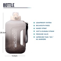 Gobelet quotidien de sport Fitness avec temps de motivation bouteille d'eau de 2,3 l gallons avec paille gym