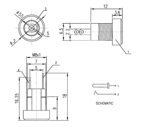 3A 12 В для постоянного тока Разъем для розетки гнездовой панели Разъем 5,5 мм 2,1 мм штекер Адаптер 2 типа DC-022B - Product Image 3