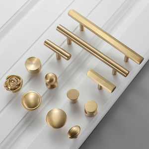 Luxury Furniture Hardware Pull Kitchen Cabinet Brass Solid T Bar Handle Bedroom Drawer Knob Brass Handle for Cabinet
