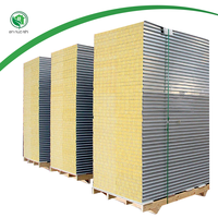 Panneau en laine de roche métallique ignifuge moderne, surface prépeinte, isolation thermique et acoustique, résistant à l'humidité pour toiture, mur extérieur, sous-sol