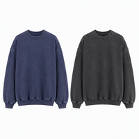 Sweat-shirt ample à col ras du cou Mineral Wash avec poignets côtelés, effet vintage délavé, style streetwear, pour un usage quotidien décontracté