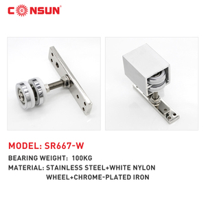 100KG SR667-W Heavy Duty Thép Không Gỉ Đôi Bánh Xe Đường Sắt Treo Bạc Trượt Cửa Theo Dõi Con Lăn - Product Image 3