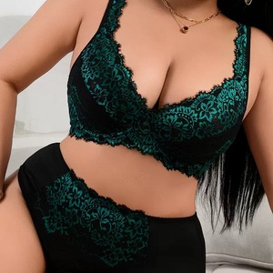 Ultimo Modello di <span class=keywords><strong>Reggiseno</strong></span> Floreale Sottile, Traspirante e <span class=keywords><strong>Push</strong></span>-<span class=keywords><strong>Up</strong></span>, Set di Lingerie in Pizzo da Donna in 2 Pezzi con Pantaloncini Lavorati a Maglia - Product Image 2