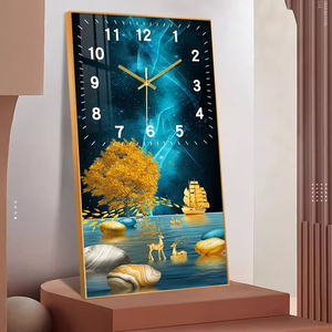 Đồng hồ treo tường chất lượng cao UNIART phong cách Bắc Âu 3D bằng sứ pha lê, không tiếng kêu, tranh treo tường trang trí, tranh in vải treo tường - Product Image 1