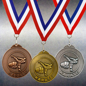 เหรียญรางวัลการแข่งขันคาราเต้และมวยแบบสปอตออน พร้อมเคลือบผิวแบบโบราณ ผลิตจากสังกะสีหล่อขึ้นรูป - Product Image 3