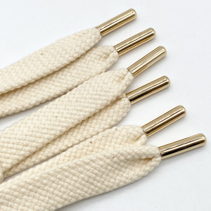 Accesorios de ropa personalizados reciclables, cordones de Sudadera con capucha, venta al por mayor, cuerda plana de algodón, cordón de cordón con puntas de Metal - Product Image 6