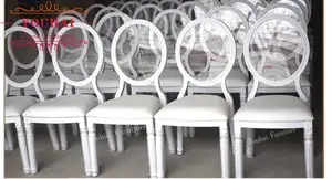 En gros en aluminium empilable banquet halll louis chaise acrylique transparente dos