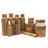 Botol Kosmetik Bambu Ramah Lingkungan, 1Oz 2Oz 4Oz 8Oz 16Oz dengan Tutup Bambu Grosir Stoples Pompa Bambu Kaca