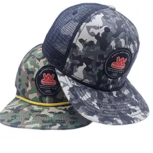 Premium Ongestructureerde Effen Platte Rand Snavel Mesh 6- Panel Papa Honkbal Hoed Snapback Hoeden Met Pvc Patch Rubber Logo