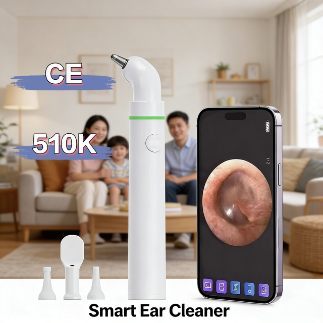 1080P HD Wireless Otoscope Ear Camera LED Lights WiFi Compatible with Android & iPhone Power Source Electricity for Kids Adults