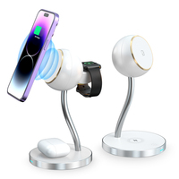 Support de chargement 3 en 1 Chargeur magnétique sans fil avec lumière LED pour téléphone portable iPhone Airpods iWatch