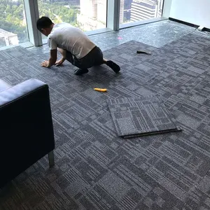 Commercial Office PP Water Fire Proof Nylon Carpet Tile 50X50 PVC Bitumen Nonwoven Backing Anti-Static Nylon Floor Carpet Tiles