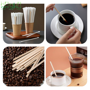 Ensemble d'ustensiles jetables écologiques <span class=keywords><strong>en</strong></span> bois de bouleau pour café, comprenant des cuillères à long manche, idéal pour les fêtes de thé à domicile - Product Image 2