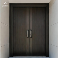 Porte double en aluminium moulé au design moderne personnalisable pour entrée de villa ou appartement, anti-explosion, étanche, porte de sécurité, garantie 3 ans