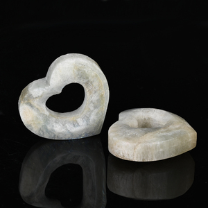 Vente en gros de sculptures de cœur en pierre de lune, pierre naturelle de guérison, creuses, pour la décoration intérieure - Product Image 2
