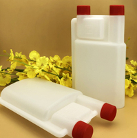 Bouteille en plastique à double col PE 350 ml 1 L, bouteille de mesure en plastique à double col avec bouchon inviolable