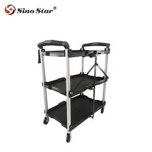 Carrello Pieghevole Multifunzionale a 3 Ripiani per Riparazione Auto/<span class=keywords><strong>Moto</strong></span>, Carrello Portaoggetti Domestico Pieghevole SP00868 - Product Image 3