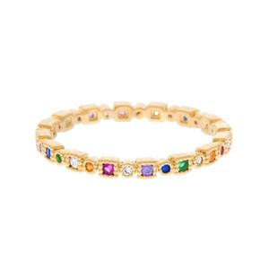 Colorful CZ Eternity Band <strong>Ring</strong> Thin Skinny Engagement Wedding Band Rainbow Color Classic Simple Round <strong>Circle</strong> Mid Finger <strong>Rings</strong> - Product Image 1