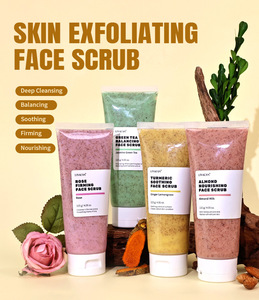 Nouveau <span class=keywords><strong>Gommage</strong></span> Visage Personnalisé au Logo, Hydratant, Exfoliant Peaux Mortes, à la Rose, au Thé Vert, au Curcuma et aux Amandes - Product Image 1
