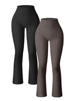 Pantalons de yoga pour femmes Leggings évasés décontractés d'entraînement sans couture collants de sport de couleur unie pantalon à taille élastique Legging