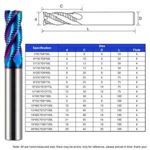 Bán buôn hrc65 4 sáo Nano lớp phủ màu xanh roughing rắn Carbide End phay Cutter cho cncn máy tiện công cụ - Product Image 5