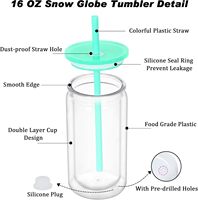Gobelet en plastique transparent incassable à double paroi de 16 oz, pré-percé, pour bière ou jus, avec couvercles colorés, pour entrepôt, compatible UV DTF