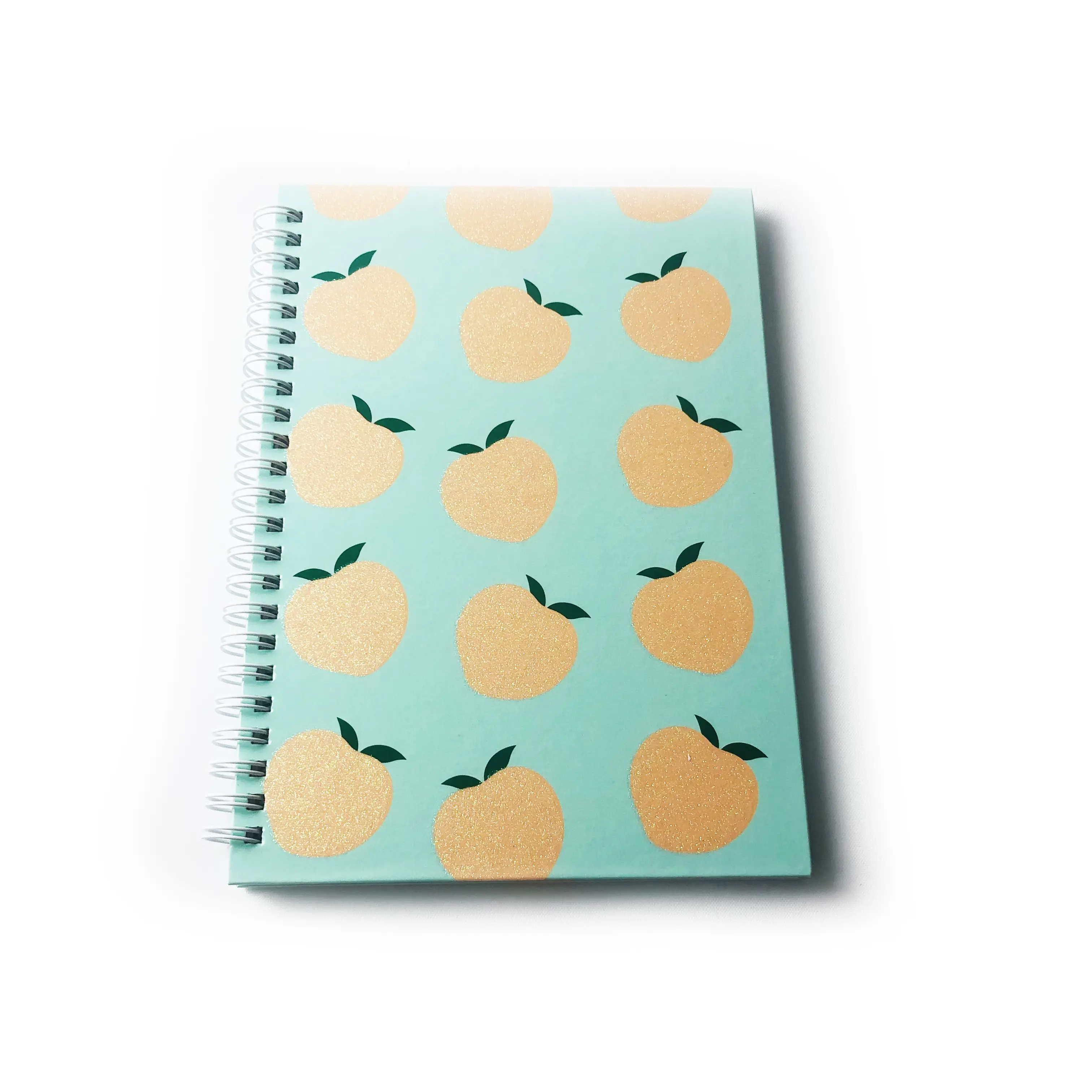 Cuaderno A4 A5 de tapa dura, libreta con patrón de impresión personalizado, libreta con brillo de melocotón frutal, venta al por mayor